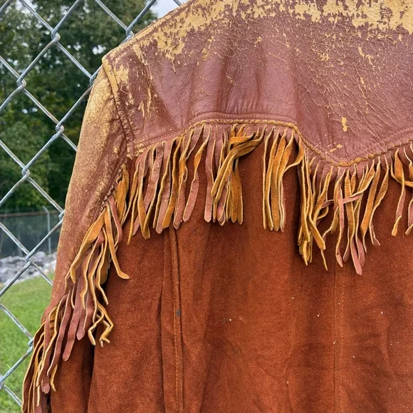 Vintage 1940s Leather Suede Western Rockabilly Fringe Jacket Size Large - Picture 10 of 13